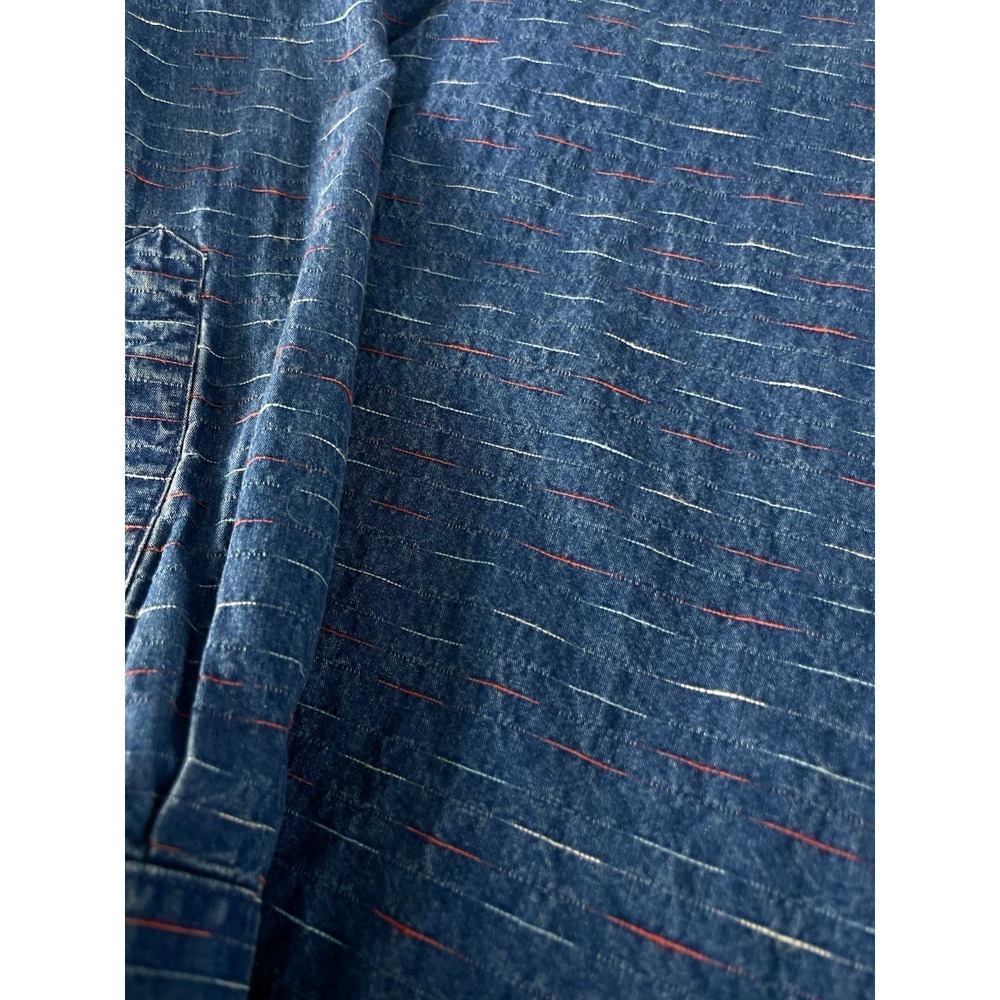 Banana Republic Mens Denim Slim Fit Shirt Size M Button Up USA Red Blue Stitch - Picture 6 of 11